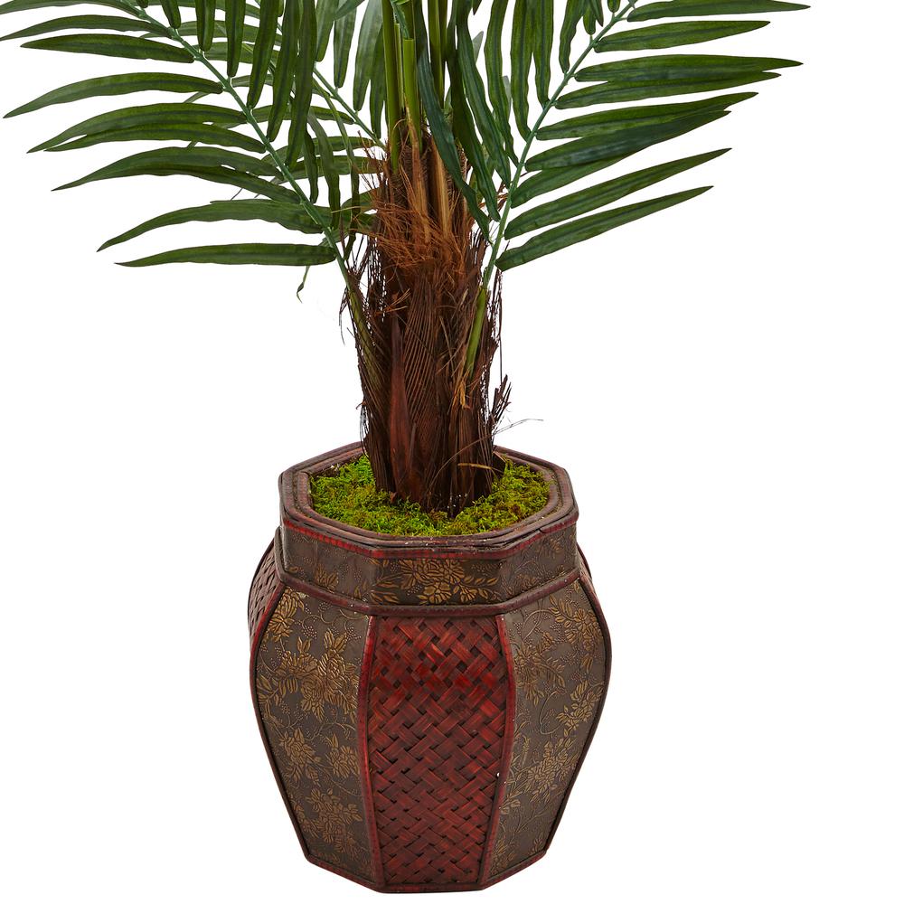 5ft. Areca Palm Artificial Tree in Weave Planter. Picture 4