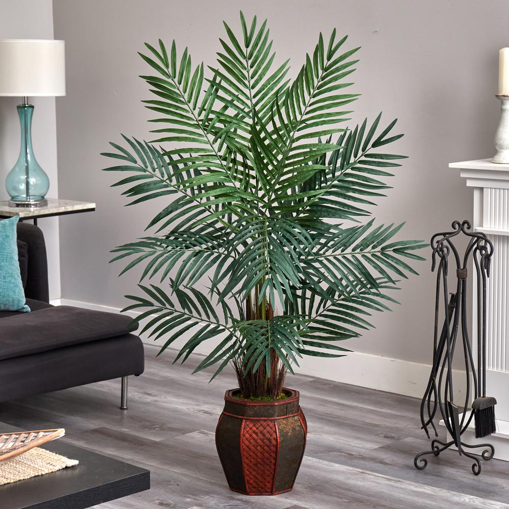 5ft. Areca Palm Artificial Tree in Weave Planter. Picture 3