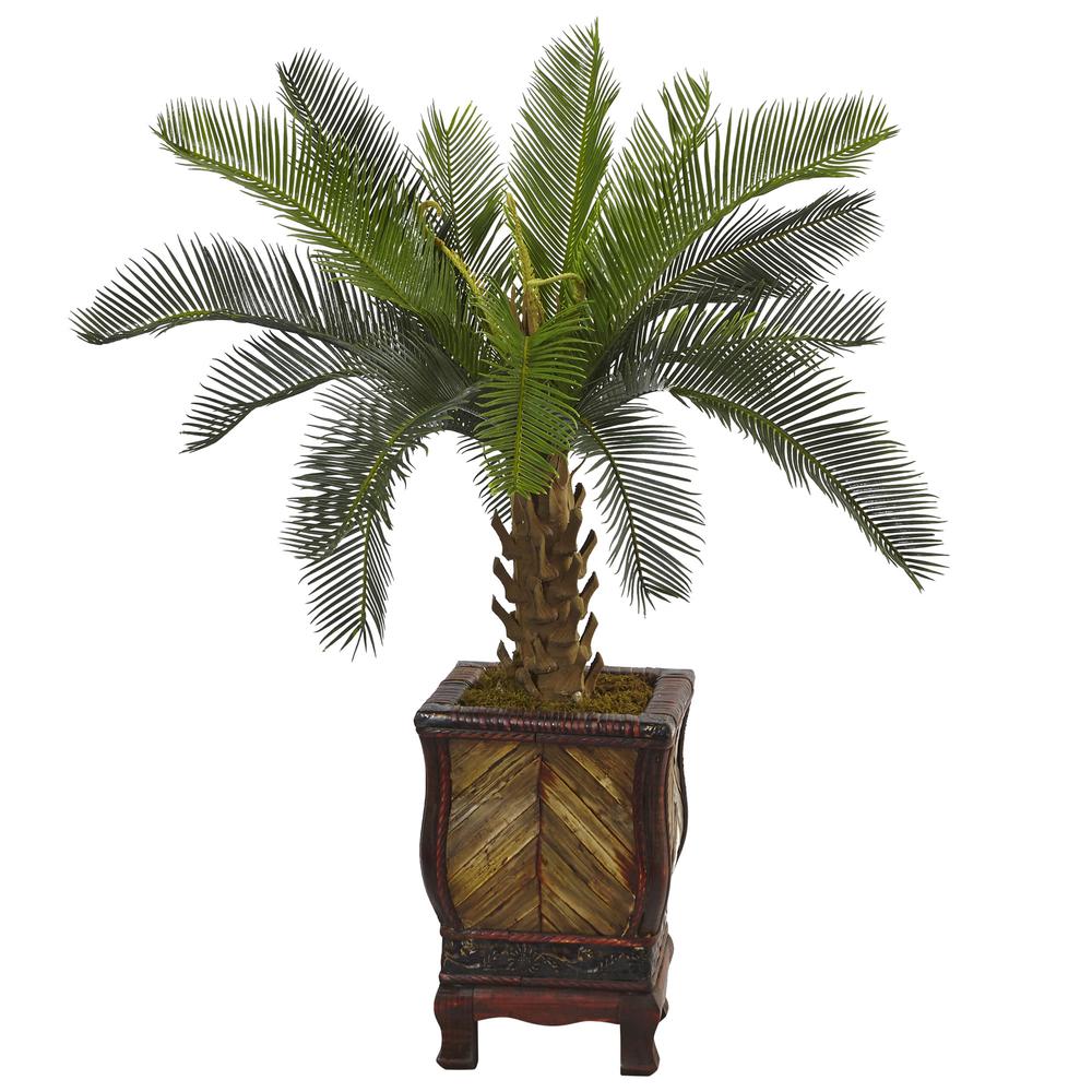 3ft. Cycas Artificial Tree in Wood Planter. Picture 1