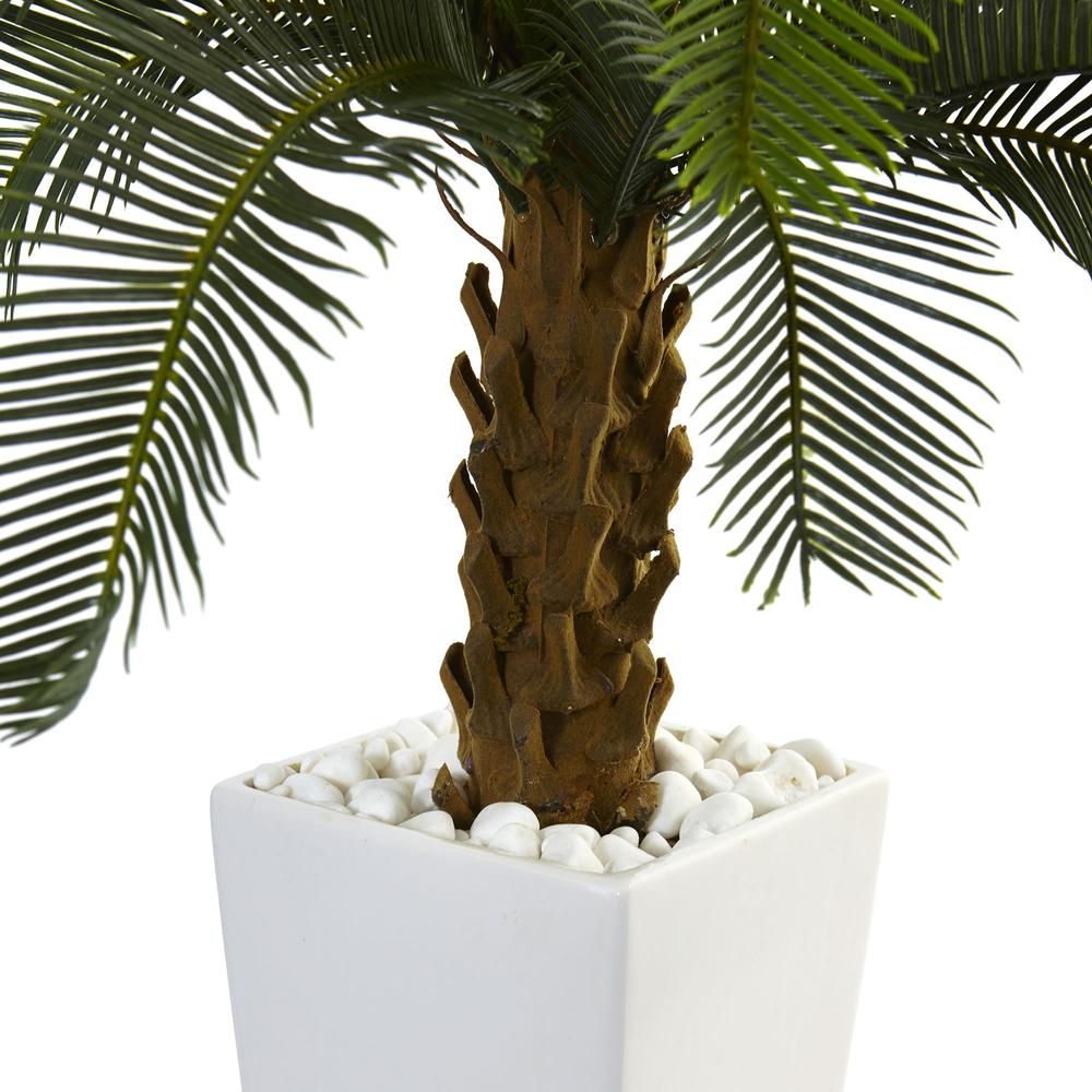 3ft. Cycas Artificial Tree in White Tower Planter. Picture 4