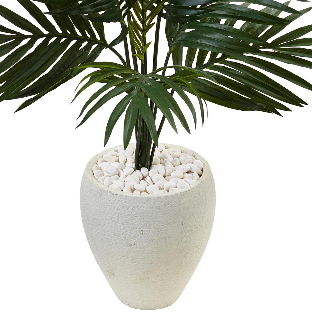 4.5ft. Kentia Palm Artificial Tree in White Oval Planter. Picture 4