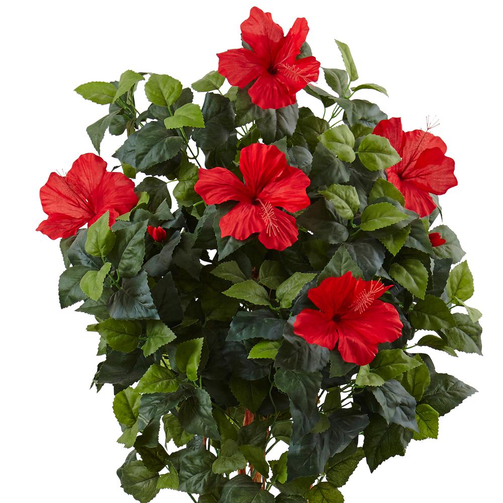 5ft. Hibiscus Artificial Tree in Decorated Wooden Planter. Picture 3
