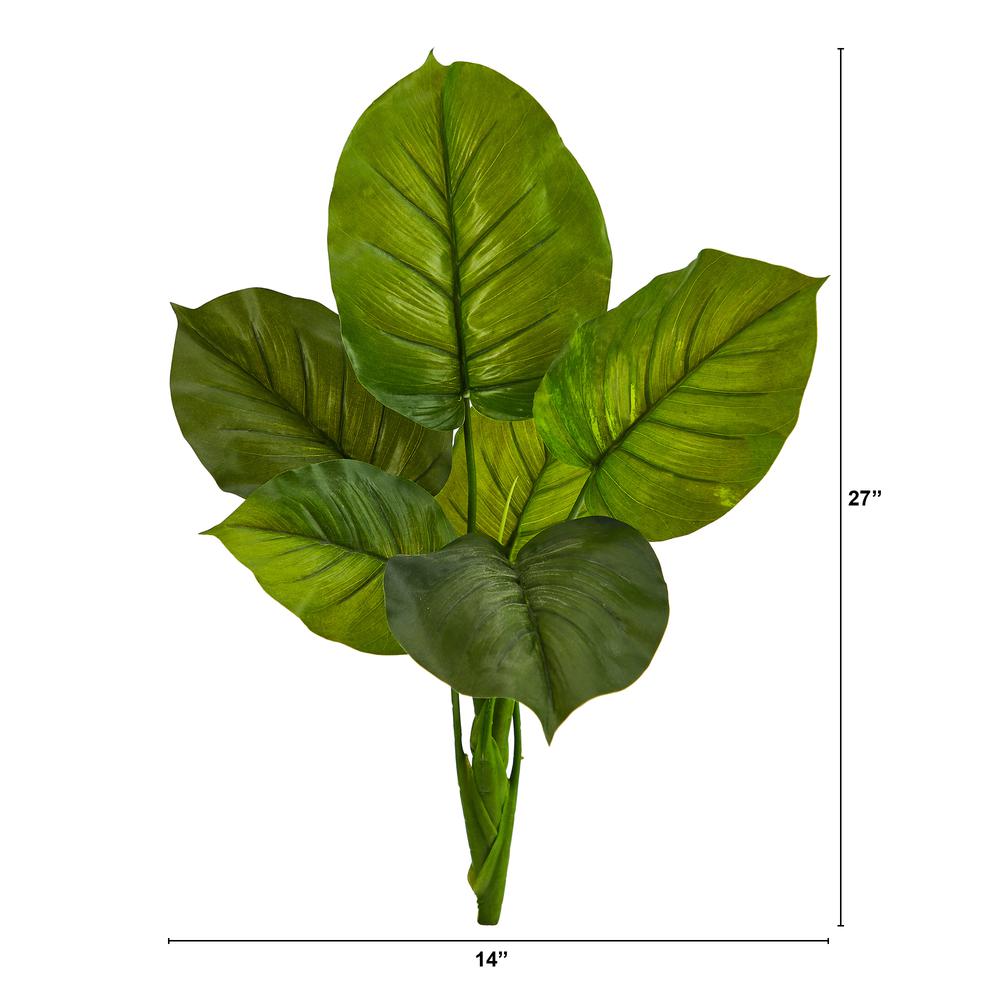 27in. Large Philodendron Leaf Artificial Bush Plant (Set of 4). Picture 2
