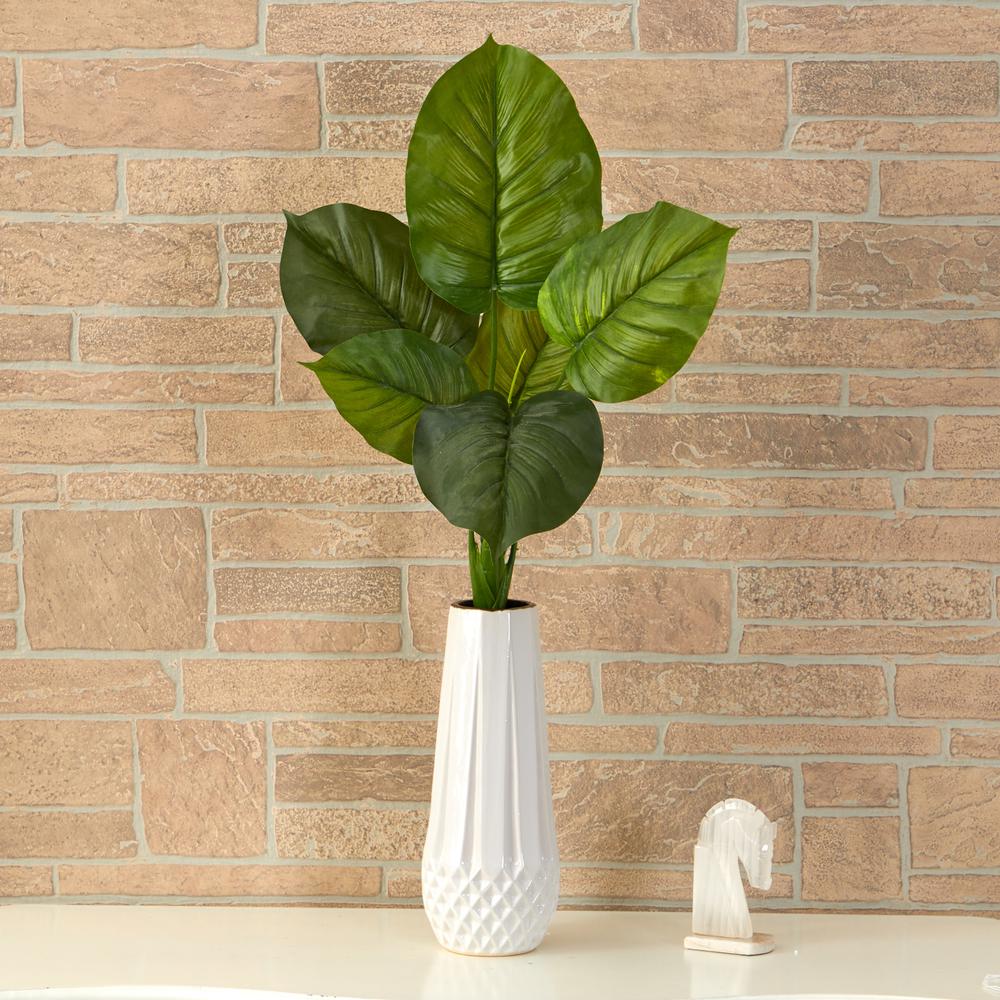27in. Large Philodendron Leaf Artificial Bush Plant (Set of 4). Picture 3