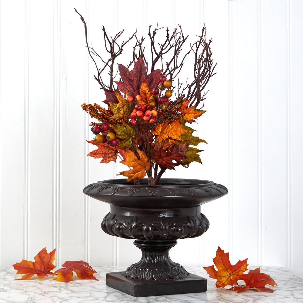 20in. Maple Leaf and Berries Artificial Flower Bouquet (Set of 3). Picture 3