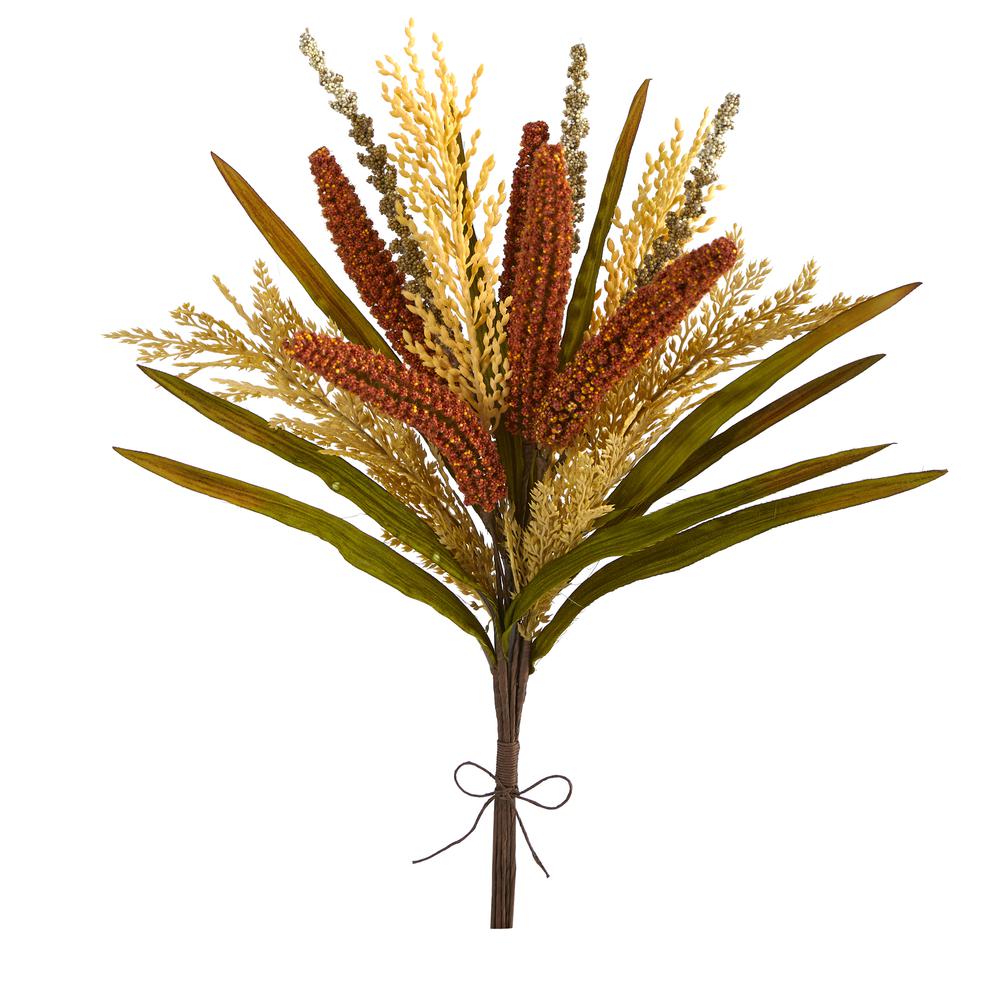 23in. Sorghum Harvest Artificial Bush Flower (Set of 3). Picture 3