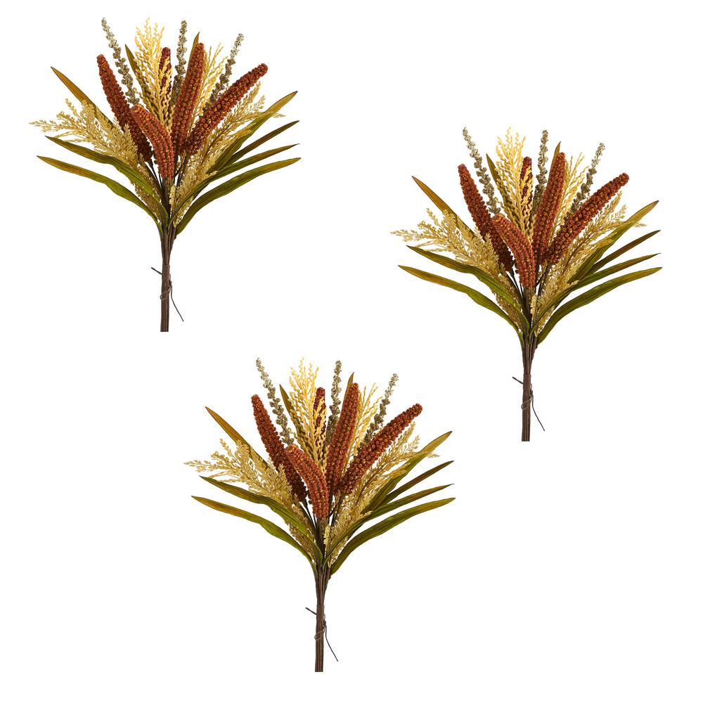 23in. Sorghum Harvest Artificial Bush Flower (Set of 3). Picture 4