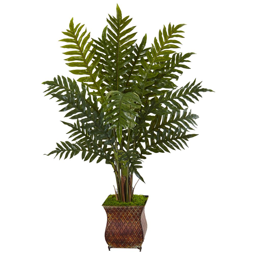 4ft. Evergreen Plant in Metal Planter. Picture 1