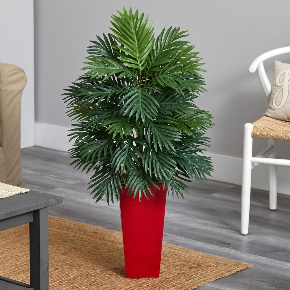 Areca Palm Artificial Plant in Red Planter. Picture 2