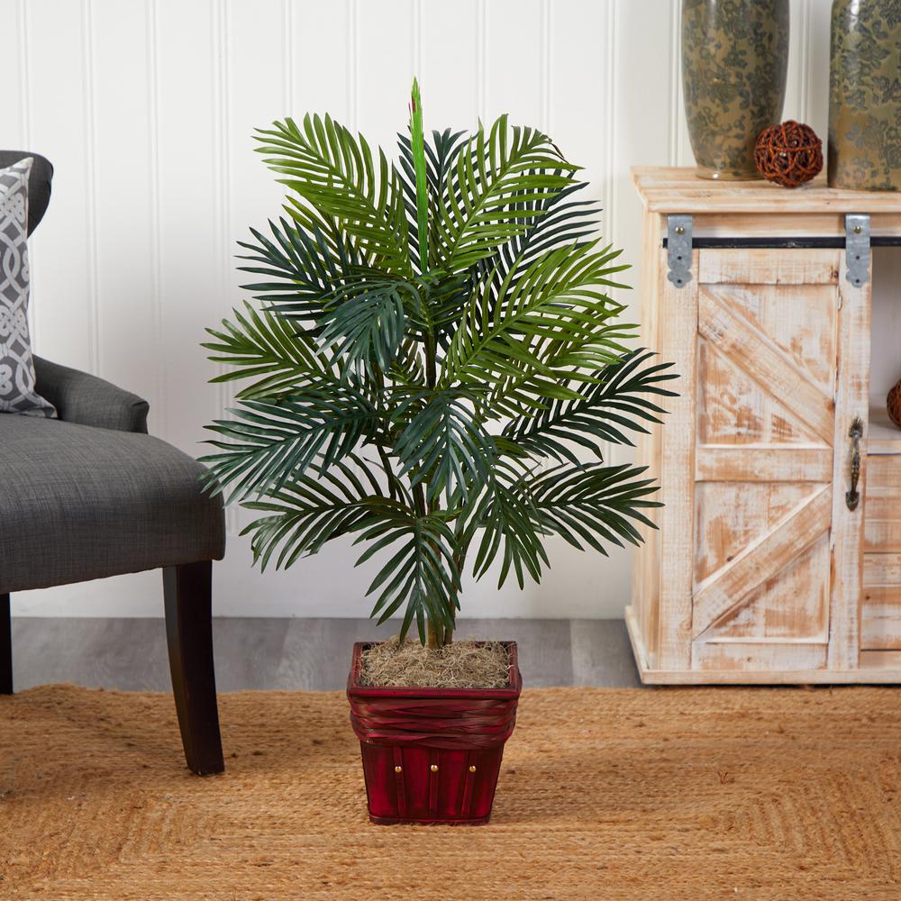 Areca Palm with Wicker Basket Silk Plant. Picture 5