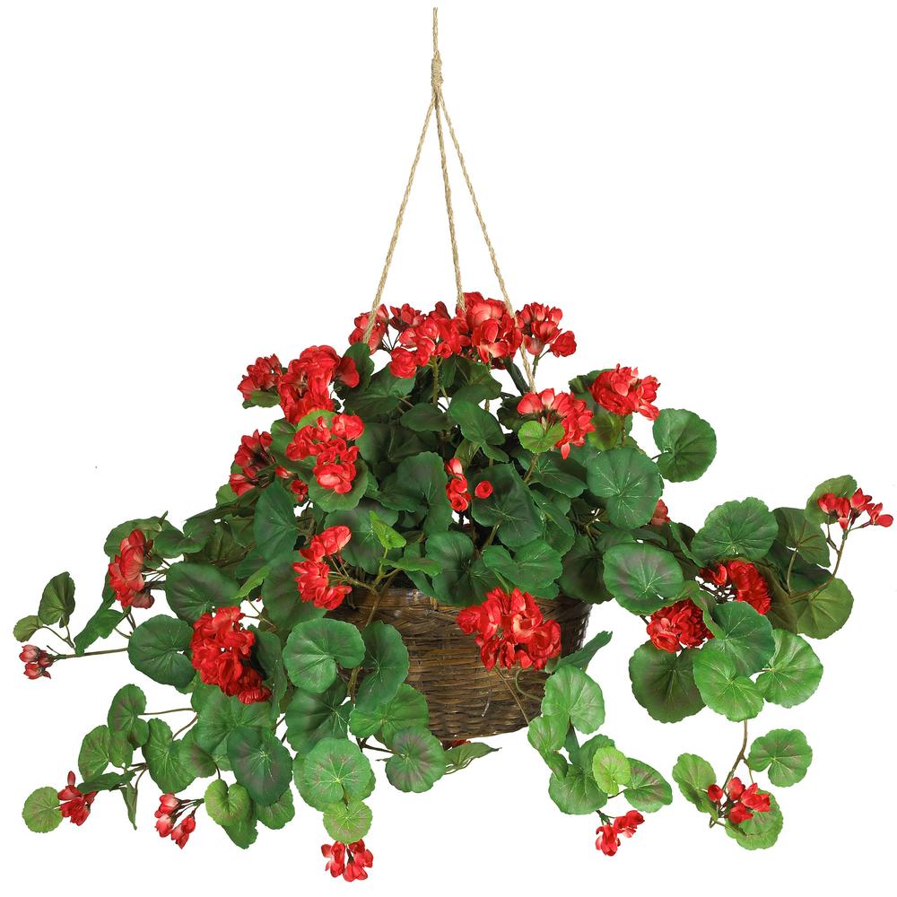Geranium Hanging Basket Silk Plant. Picture 1