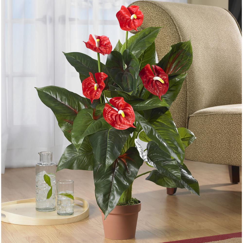 3ft. Anthurium Silk Plant (Real Touch). Picture 2