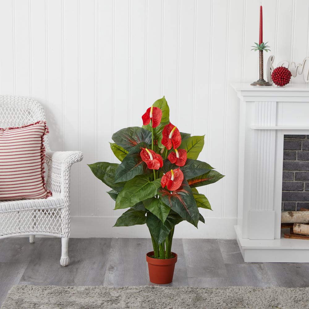3ft. Anthurium Silk Plant (Real Touch). Picture 3