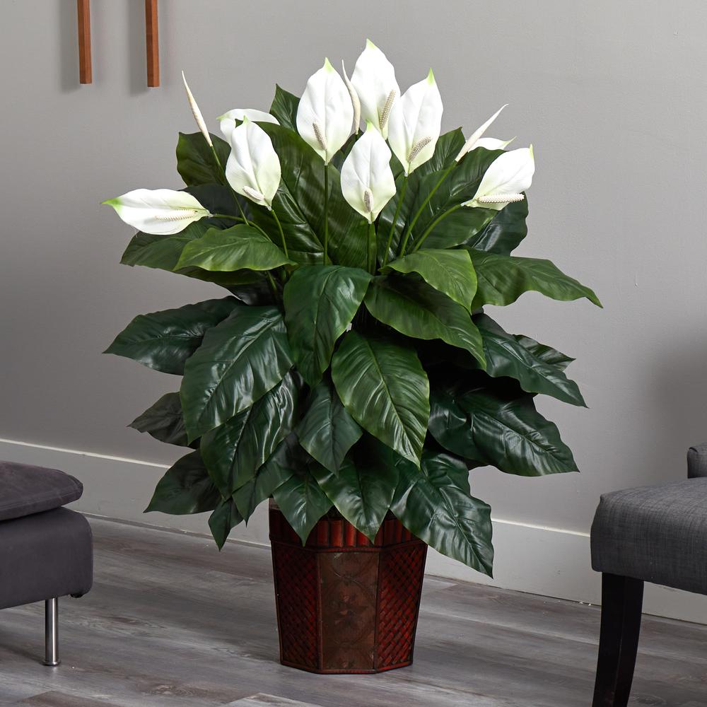 Spathiphyllum with Vase Silk Plant. Picture 2