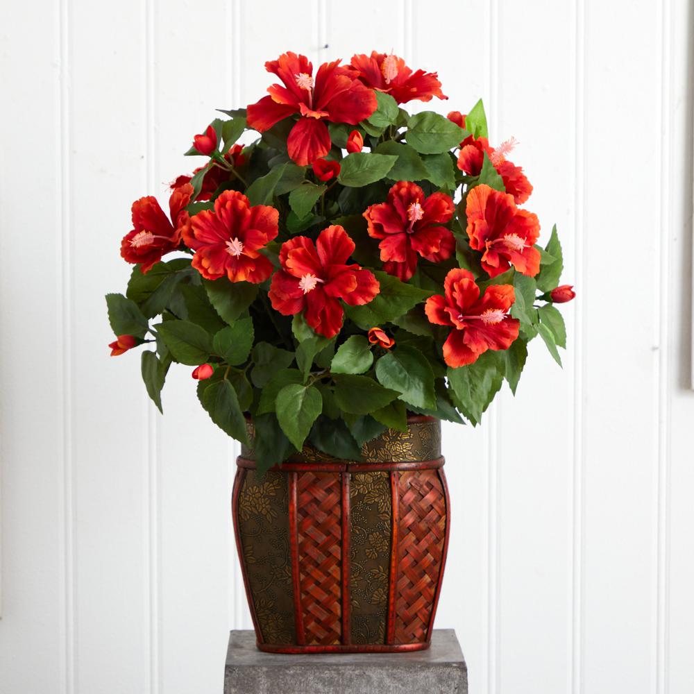 Hibiscus with Vase Silk Plant. Picture 4