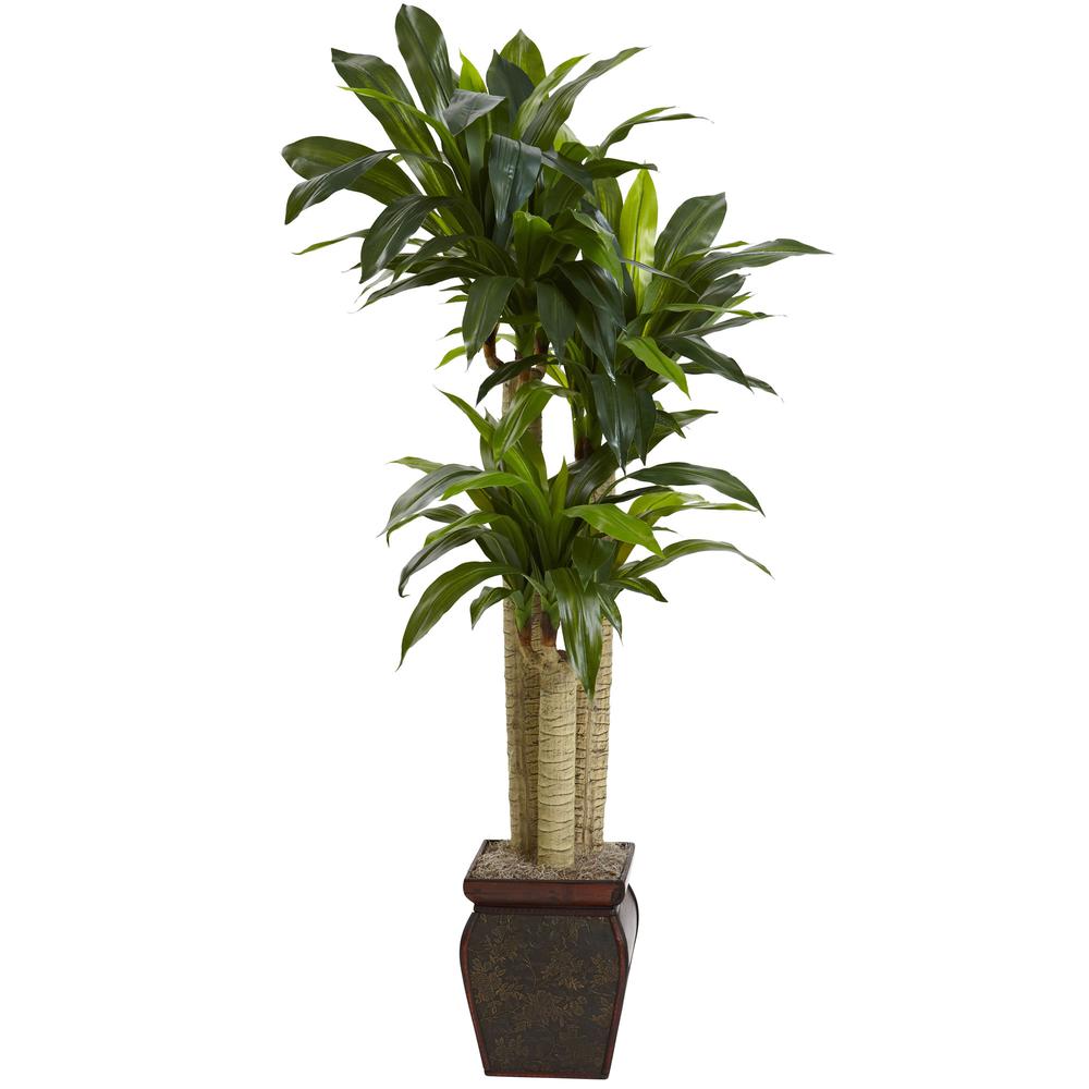 4.5ft. Cornstalk Dracaena Silk Plant with Vase (Real Touch). Picture 1