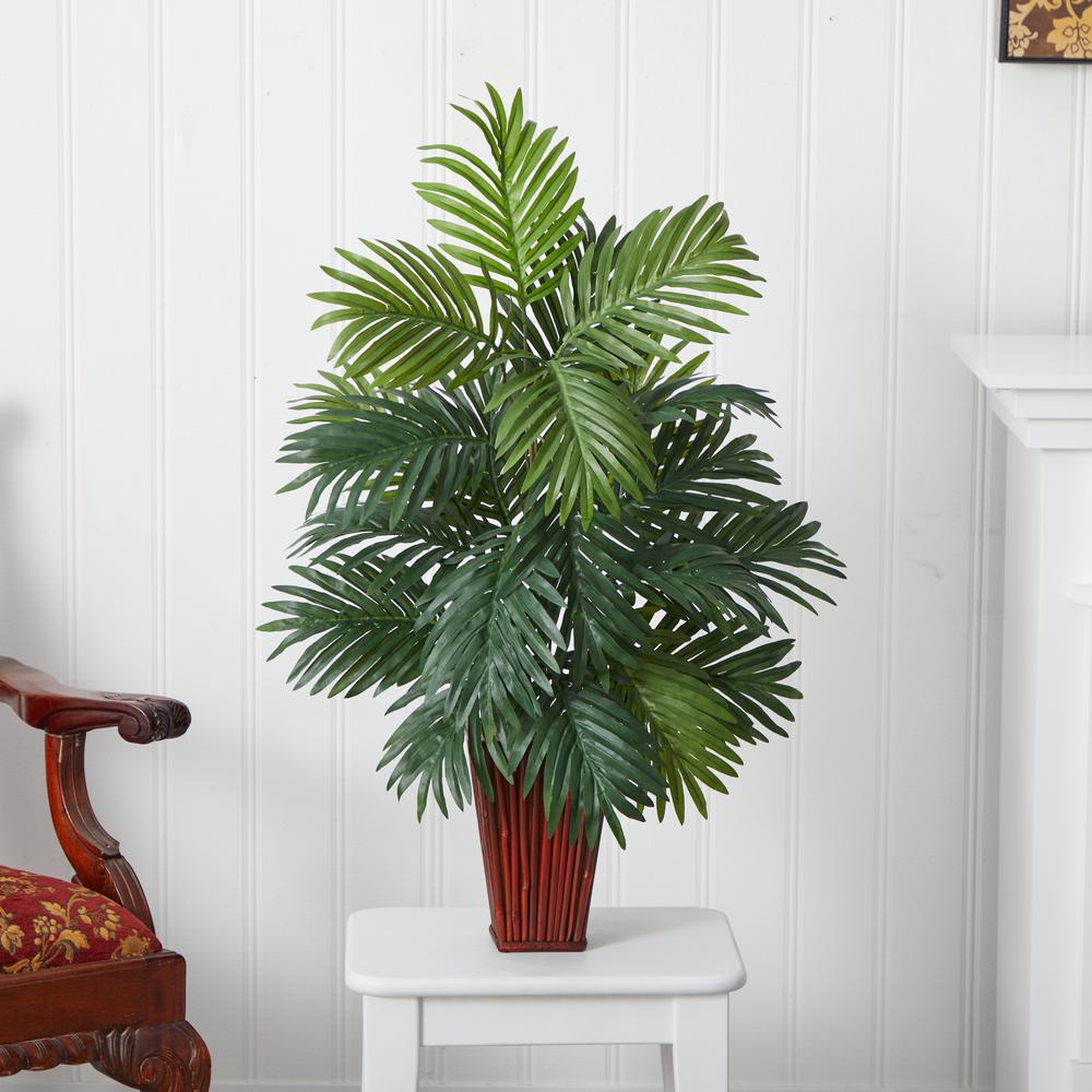 Areca Palm with Bamboo Vase Silk Plant. Picture 4