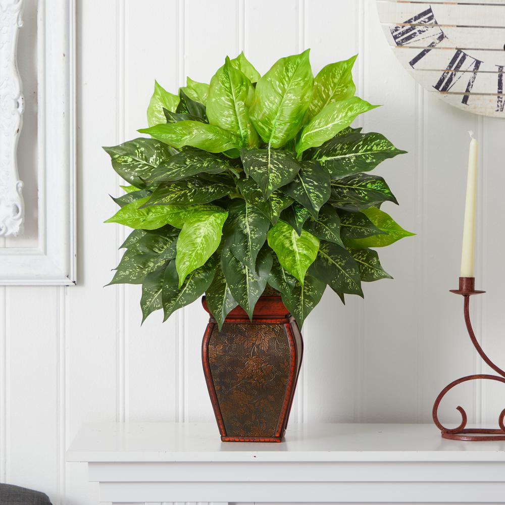 Dieffenbachia with Decorative Vase Silk Plant. Picture 3