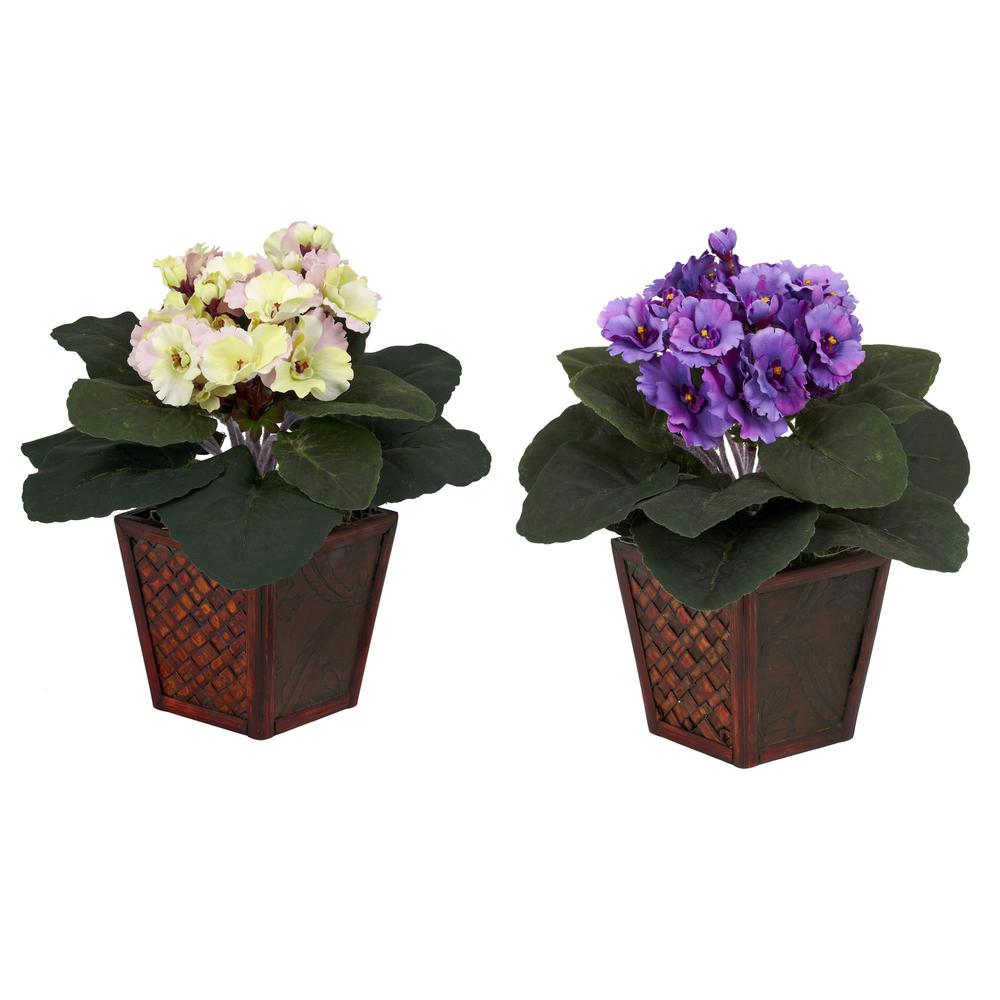 African Violet with Vase Silk Plant (Set of 2). The main picture.