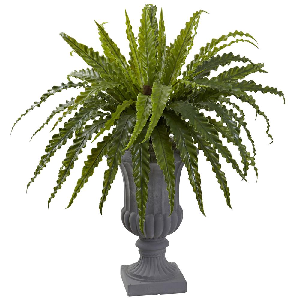 30in. Birds nest Fern Artificial Plant with Urn. Picture 1