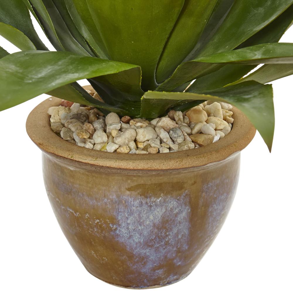 Agave Artificial Plant in Glazed Clay Pot. Picture 3