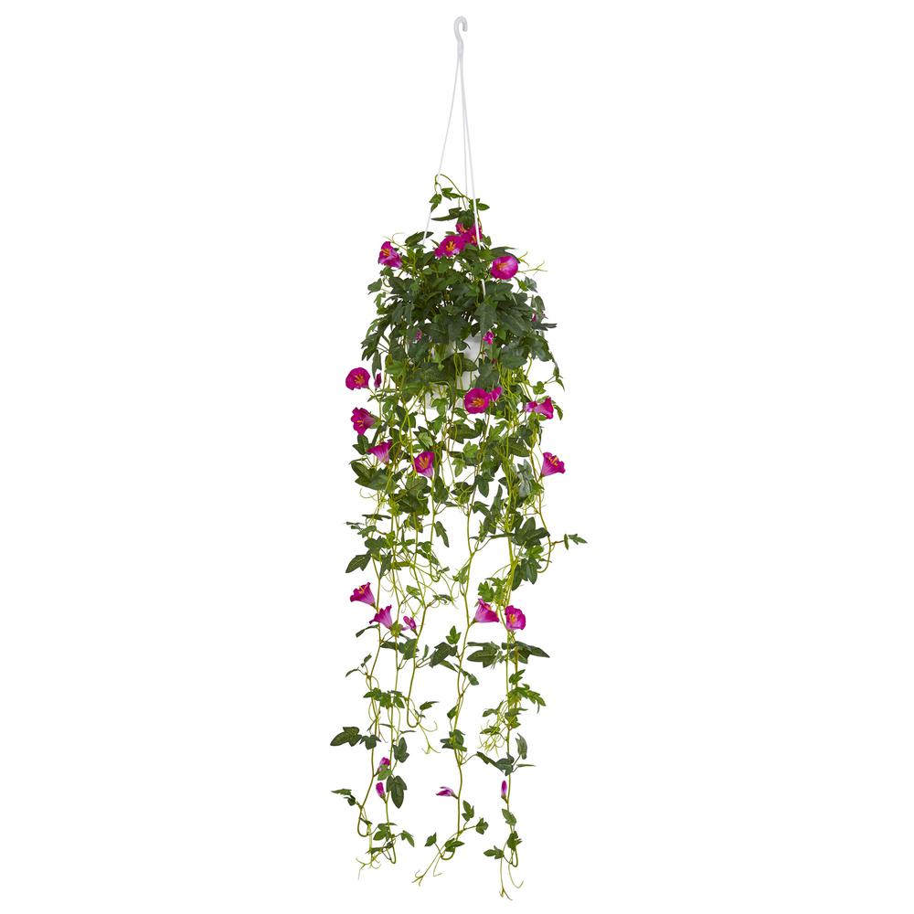 30in. Petunia Hanging Basket Artificial Plant. Picture 1