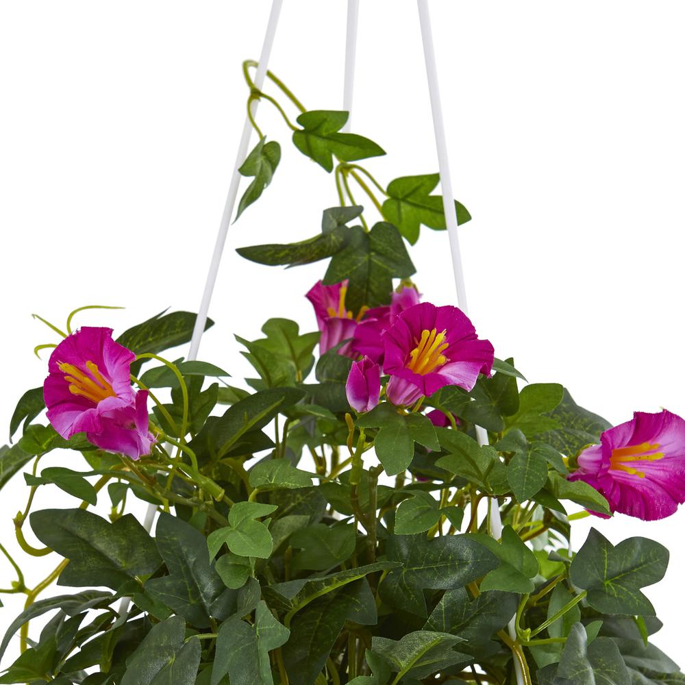 30in. Petunia Hanging Basket Artificial Plant. Picture 3