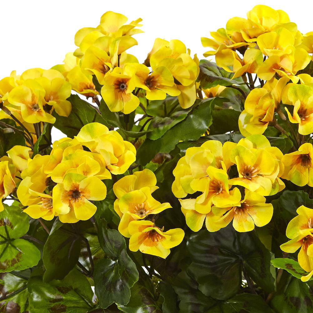 Geranium Silk Plant in Rectangular Planter, UV Resistant (Indoor/Outdoor), Yellow. Picture 3