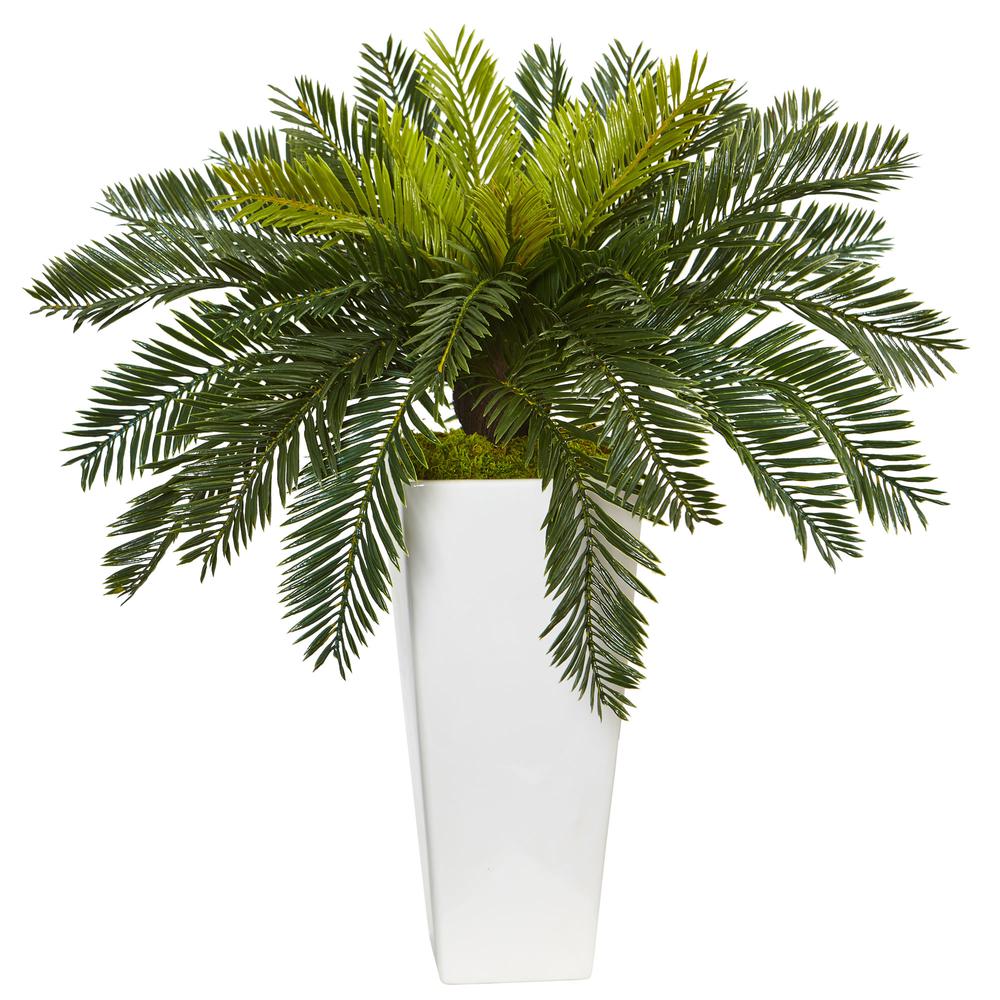Cycas Artificial Plant in White Planter. Picture 1