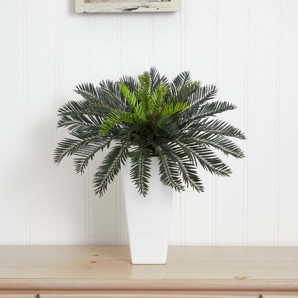 Cycas Artificial Plant in White Planter. Picture 5