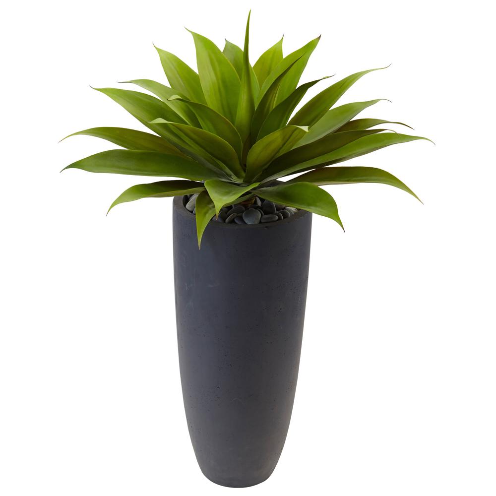38in. Agave Artificial Plant in Gray Cylinder Planter. Picture 1