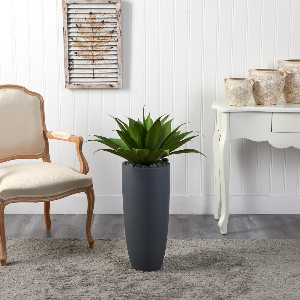 38in. Agave Artificial Plant in Gray Cylinder Planter. Picture 3