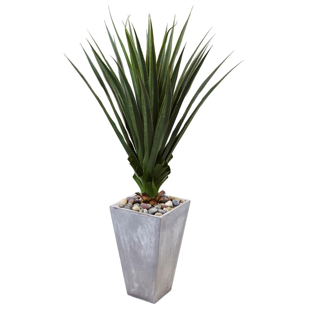 5 ft. H Spiked Artificial Agave in Cement Planter (Indoor/Outdoor). Picture 1
