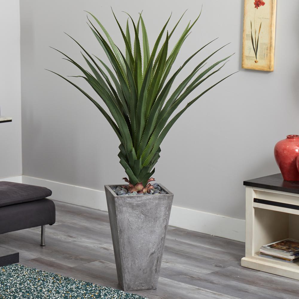 5 ft. H Spiked Artificial Agave in Cement Planter (Indoor/Outdoor). Picture 5