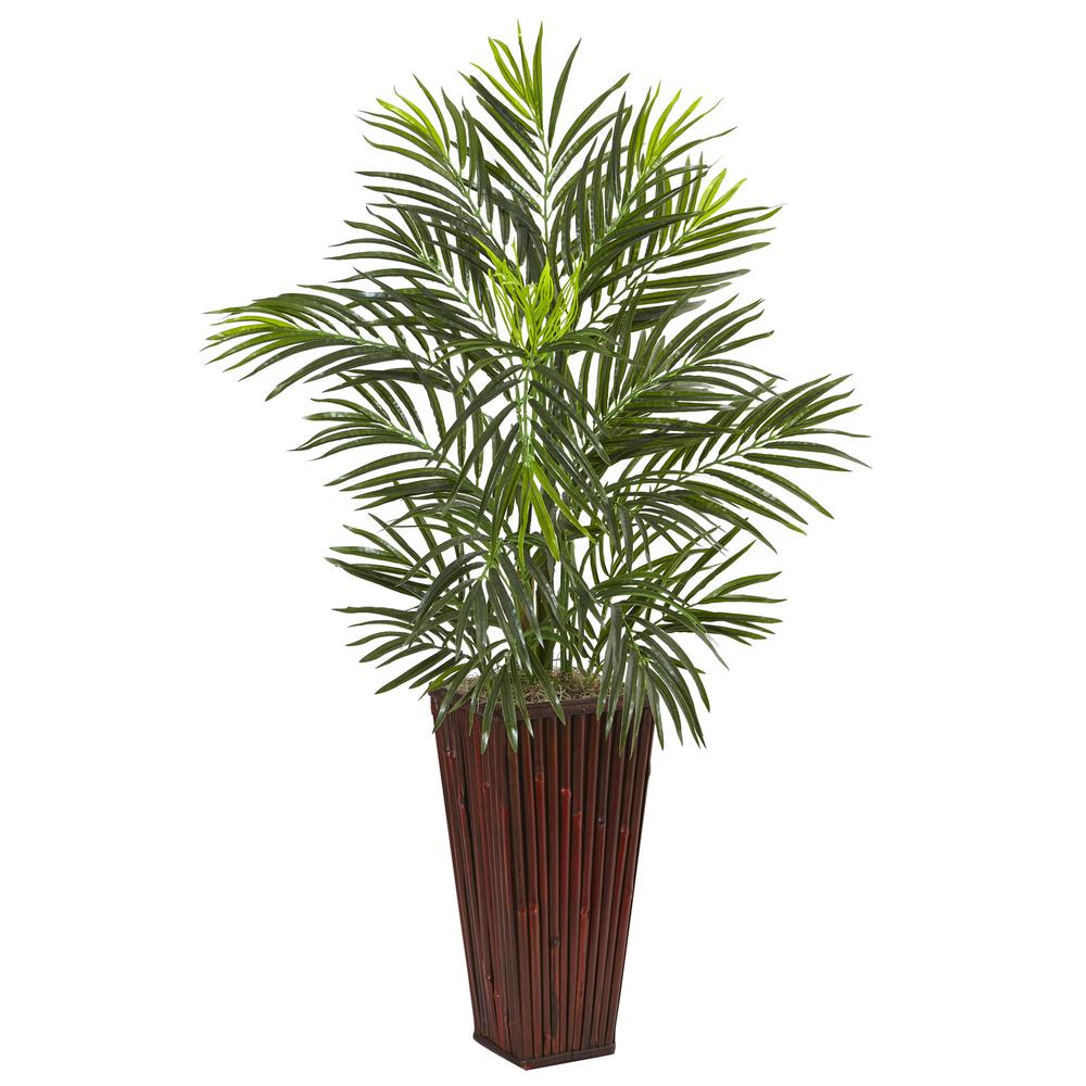 Areca Artificial Palm in Bamboo Planter. Picture 1