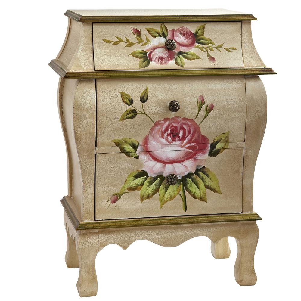 Antique Night Stand with Floral Art. Picture 1
