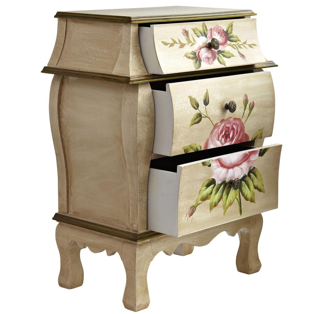 Antique Night Stand with Floral Art. Picture 2