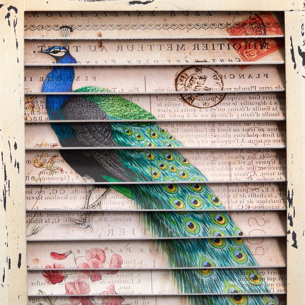 Peacock Window Shutter Wall Décor. Picture 2