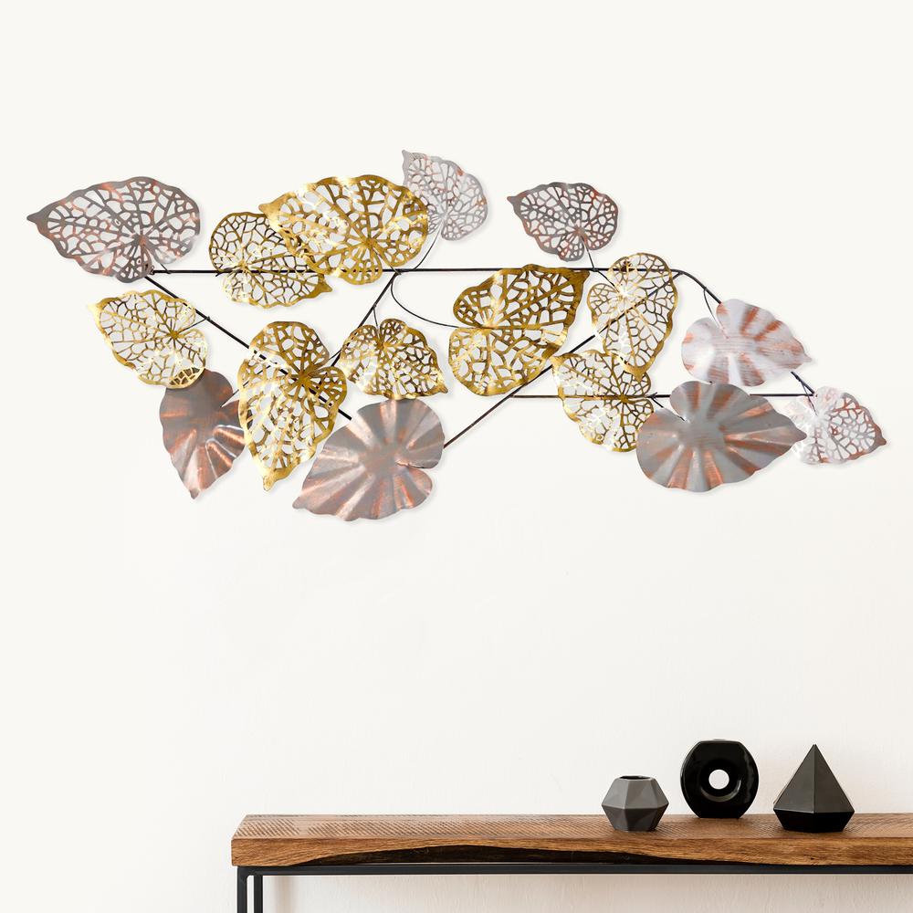 5.5ft. x 2ft. Scattered Metal Leaves Wall Art Decor. Picture 4