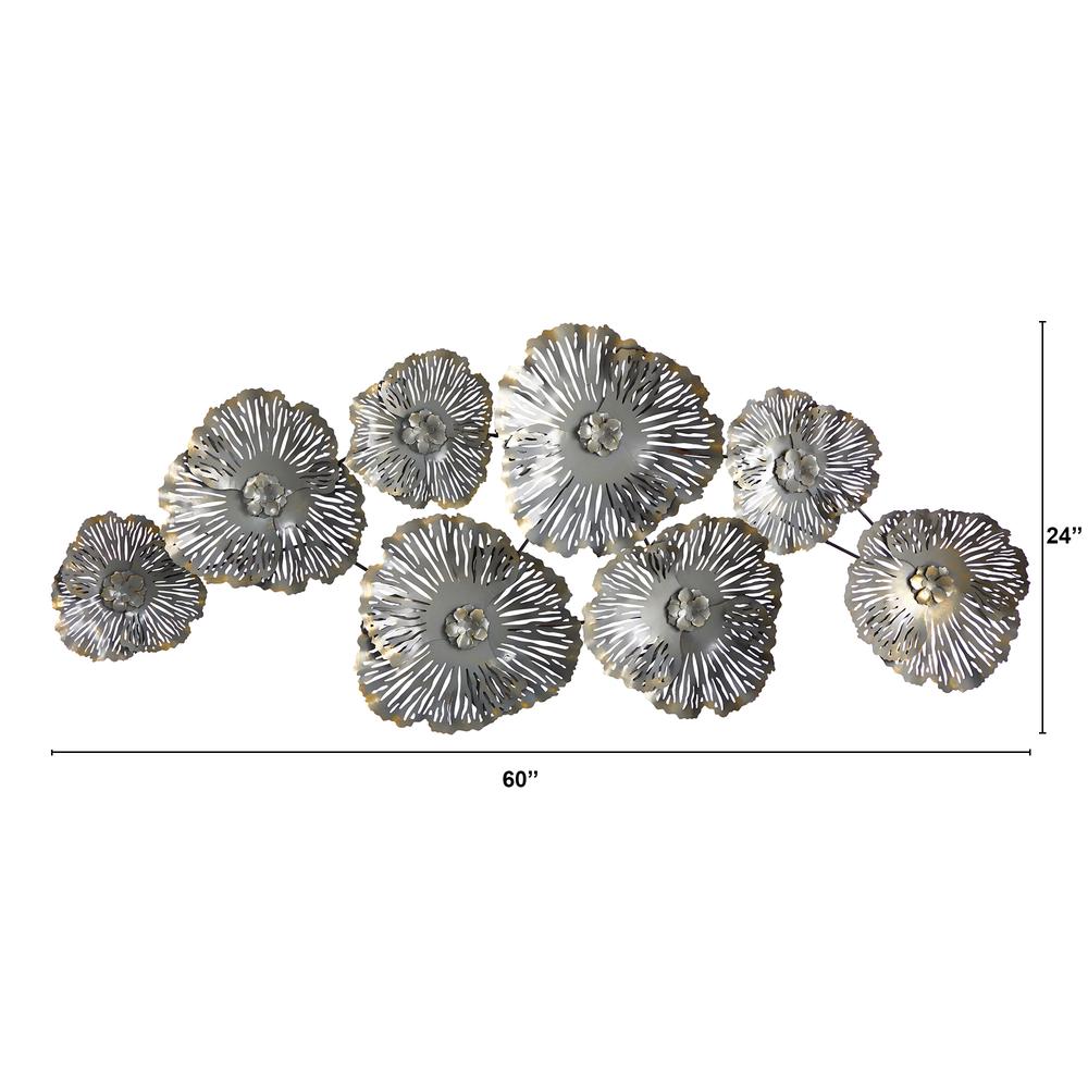 5ft. x 2ft. Floating Metal Floral Wall Art Decor. Picture 2