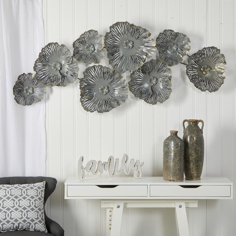 5ft. x 2ft. Floating Metal Floral Wall Art Decor. Picture 3