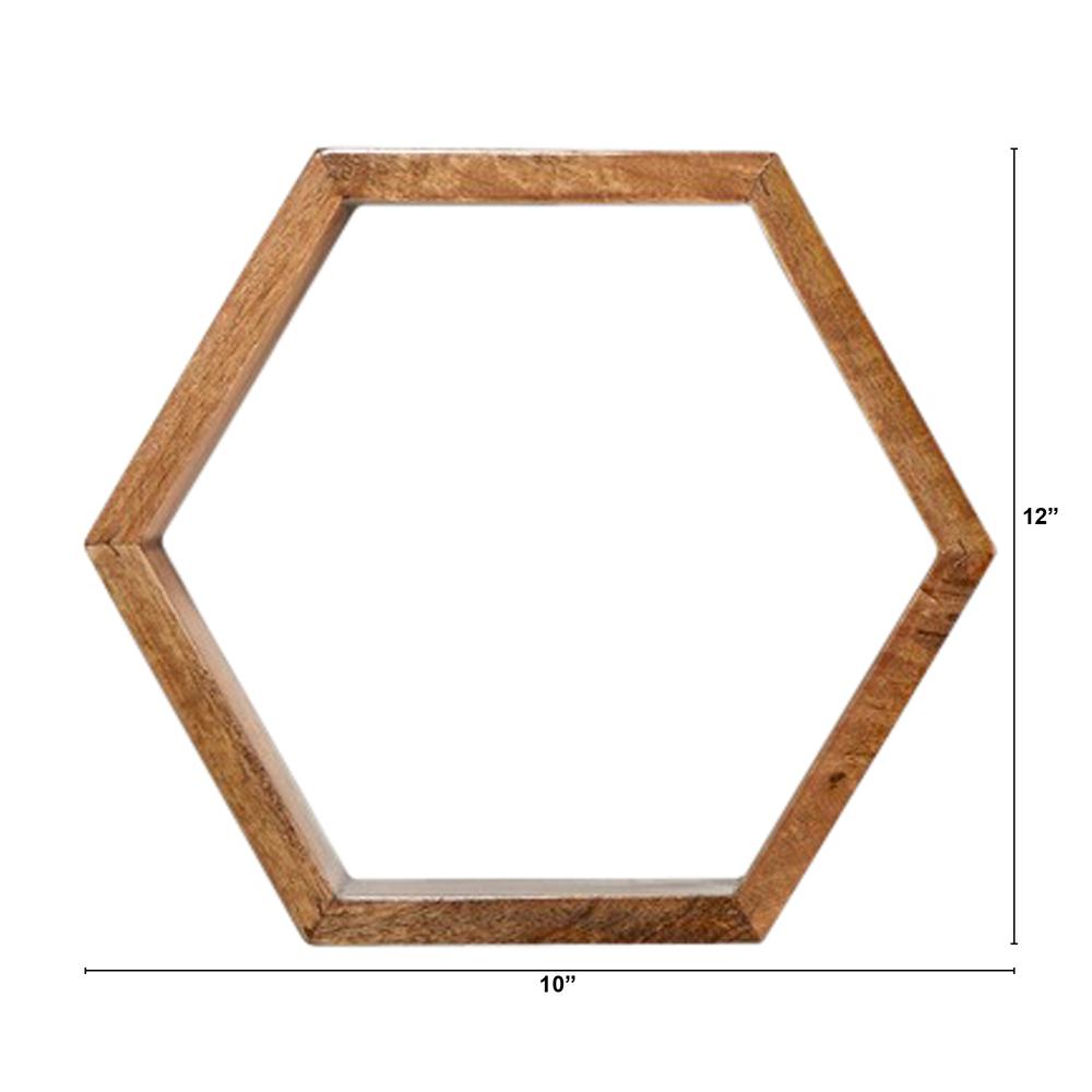 12in. Wooden Hexagon Floating Honeycomb Shelf (Set of 5). Picture 2