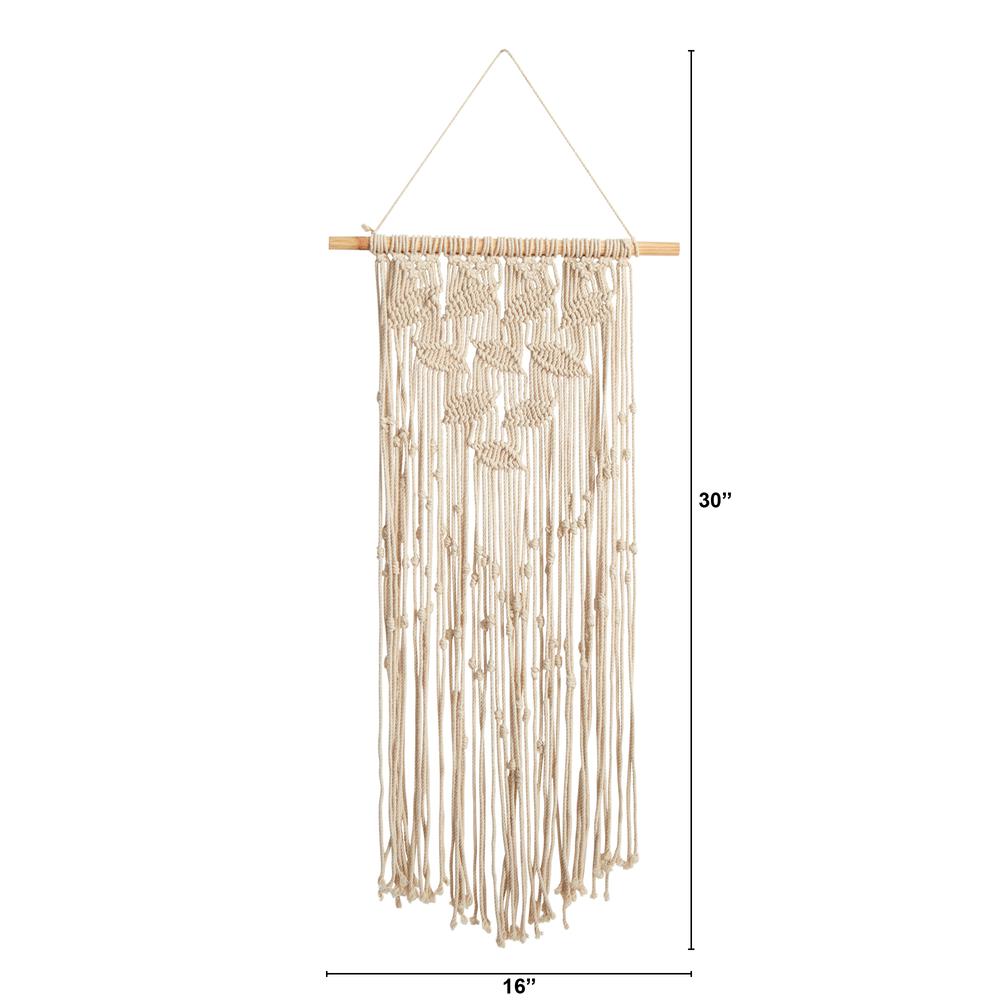30in. Boho Chic Waterfall Leaf Design Macrame Wall Art Décor. Picture 2