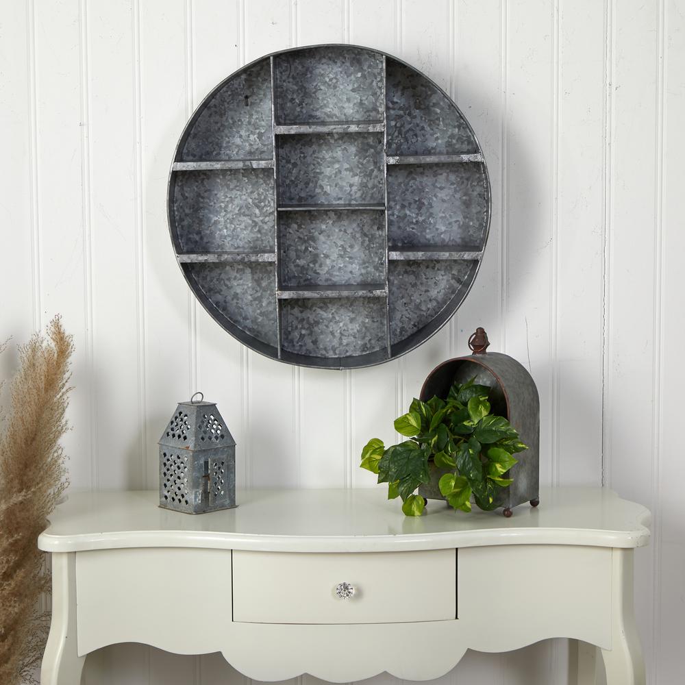 23in. Galvanized Round Metal Wall Mounted Shelf System. Picture 4