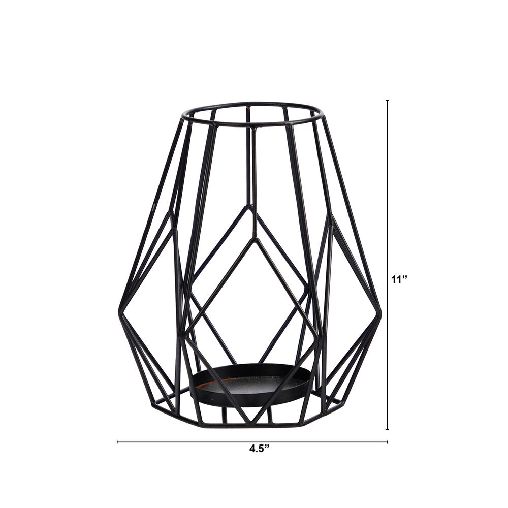 11in. Geometric Black Metal Wire Votive Tea Lantern Candle Holder. Picture 2