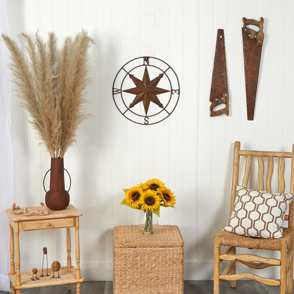 18in. Rustic Nautical Metal Compass Wall Art Decor. Picture 3