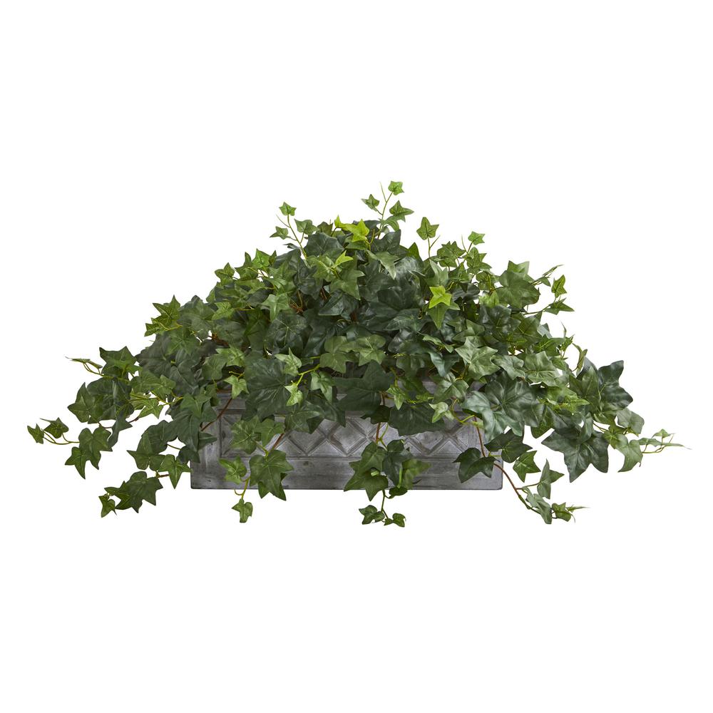Puff Ivy Artificial Plant in Stone Planter. Picture 1