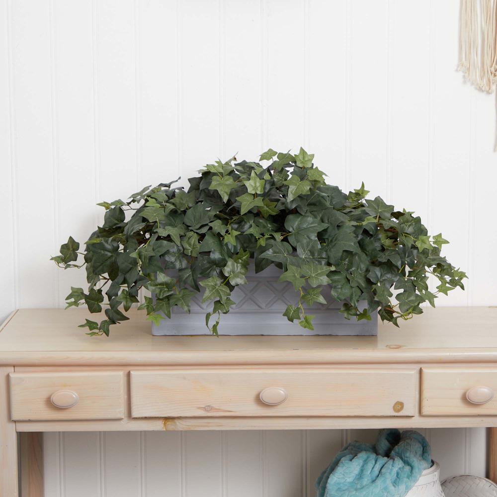 Puff Ivy Artificial Plant in Stone Planter. Picture 2