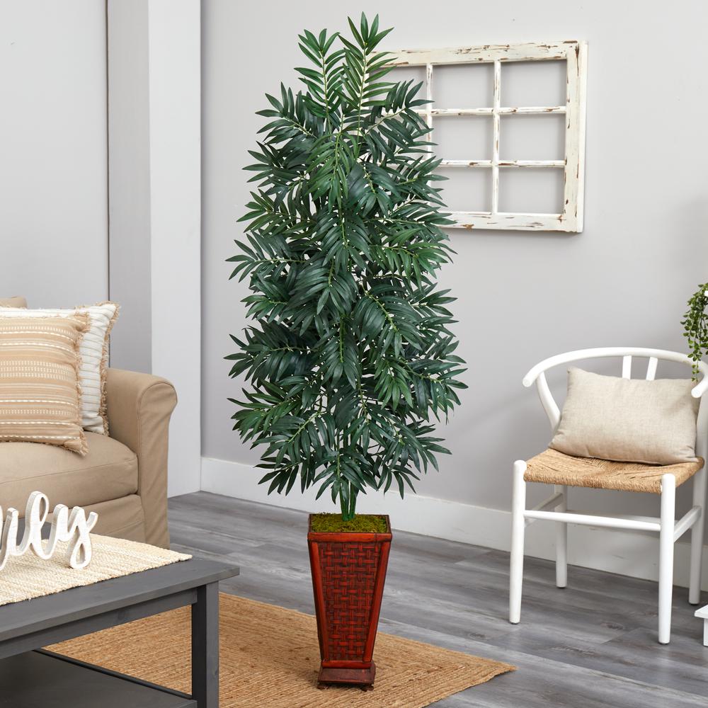 5.5ft. Bamboo Palm Artificial Plant in Decorative Planter. Picture 3