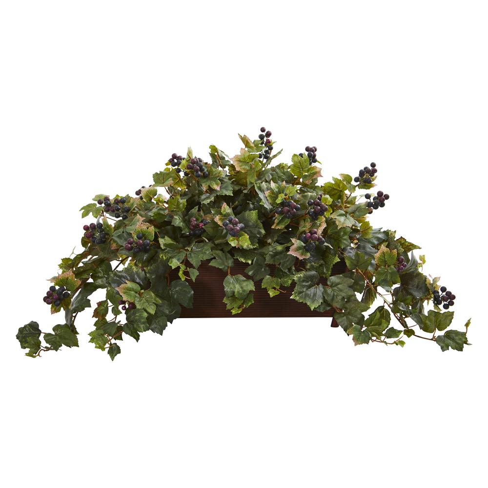 Grape Leaf Artificial Plant in Decorative Planter. Picture 1